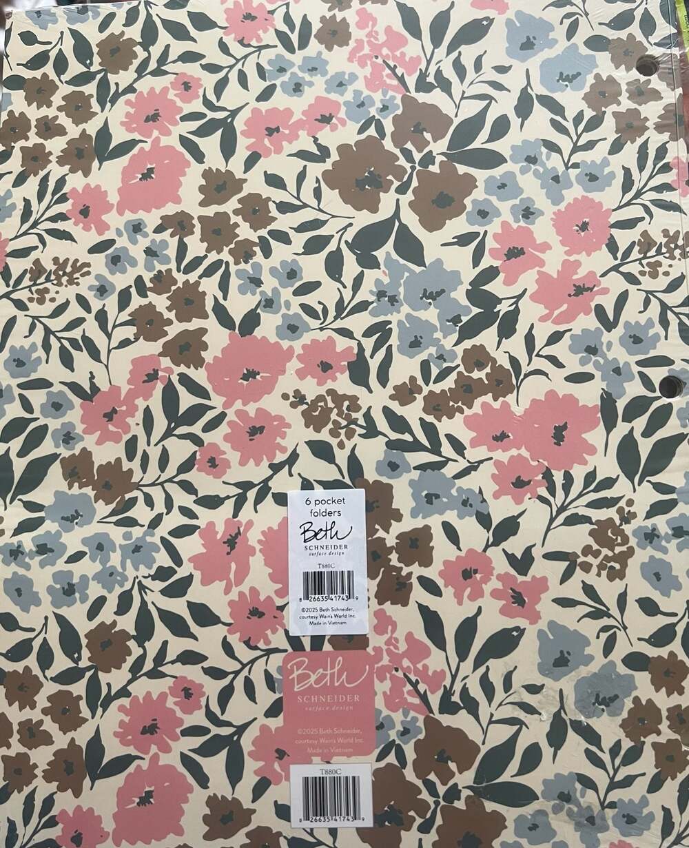 Beth Schneider Surface Design Floral 6 Pocket Folder Set 2 Each of 3 Styles